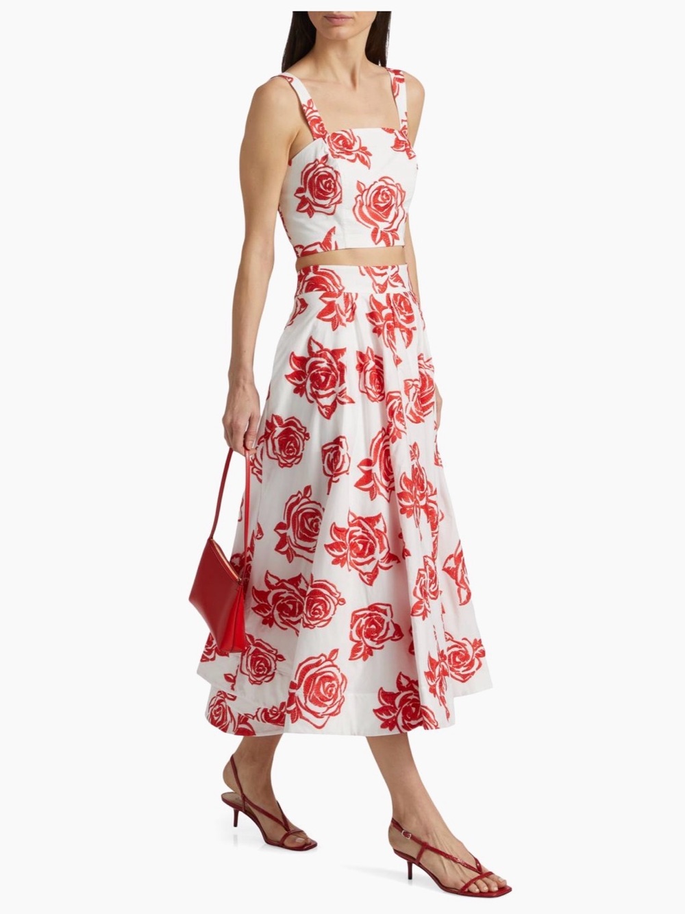 Milly Juliet Rose embroidery mini skirt AND Milly Rose square neck top SET